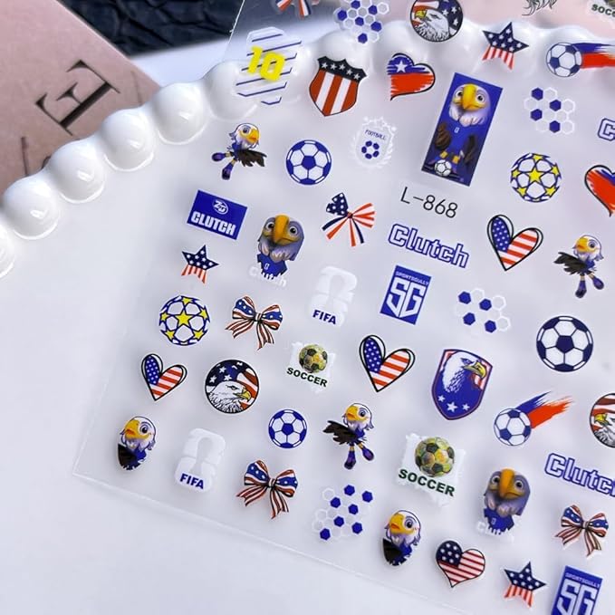 World Cup Nail Stickers Football Soccer Competition Nail Decals Stickers