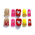 10 Pieces Luxury Acrylic Press On Nails Short Handmade Duck Nails, Pink Thickened False Nails, Rhinestone And 3D Red Lips, Reusable Fake Nails, Acrylic Nails (S)
