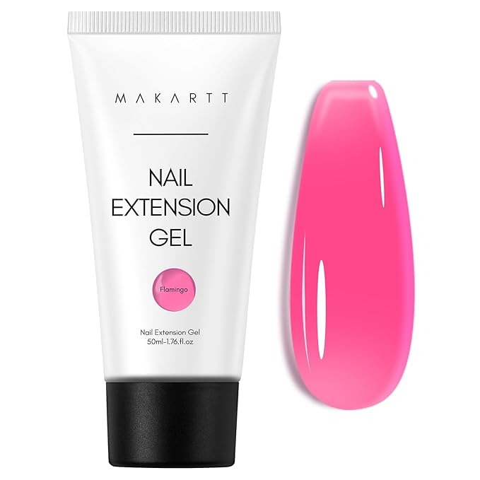 Makartt Hema-Free Poly Nail Gel, Hema-Free Gel Builder for Extension, Dark Hot Pink Color 50ML, Natural-Looking Strengthener 3D Diy Hard Gel Salon Manicures Supplies At Home-Flamingo
