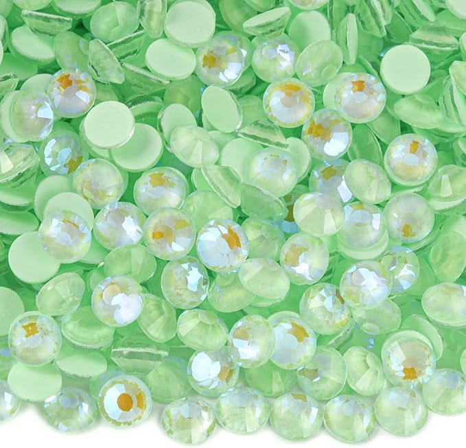 Blinginbox Flatback Rhinestones Round Gems, 1440pcs Luminous Series Glass Stones Neon Gems Non Hotfix Crystal Rhinestones for Nail Charms Crafts Clothes Tumblers,Mac. Mint AB Luminous,SS16.