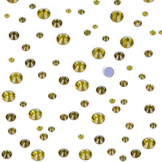 8000pcs Hotfix Rhinestones Flatback,Rhinestones for Crafts Clothes Mixed 6 Sizes, Hotfix Crystals with Wax Pencil Kit, SS4-SS30,Olivine