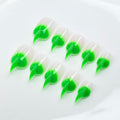 10 Pcs Cat Claw Press on Nails Medium Curved Stiletto False Nails Luxury 3D Green French Tip Cat Claw Handmade Fake Nails Unique Thick Gradient Designs Glossy Acrylic Glue on Nail (S)