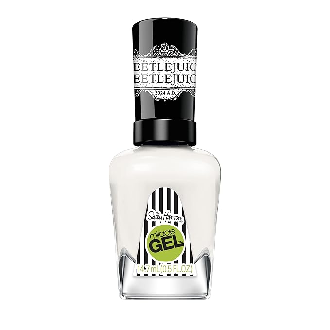 Sally Hansen Miracle Gel Beetlejuice Salon Quality Nail Polish | Gel-Like Formula, Two-Step System, No UV Light Needed, Long Lasting | Opaque, Glossy | 928 Tombstone | White Nail Polish