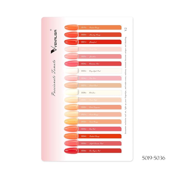VENALISA V2 Gel Nail Polish Kit of 22 Pcs With Color Display Card Orange Red Gel Polish Set Soak Off Salon Nail Art DIY at Home Manicure