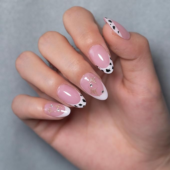 SXC Cosmetics French Tip Press On Nails Pink Series, Short Almond X-Pro Tips