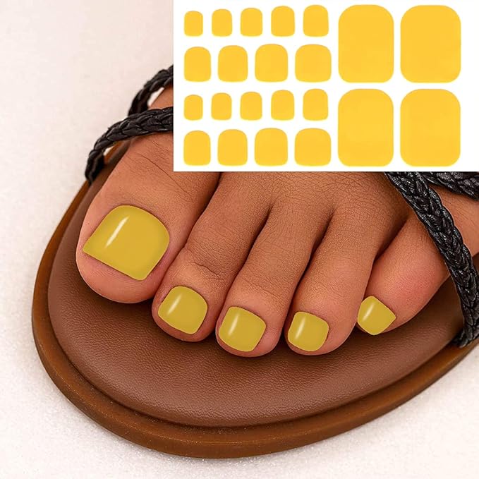 WOKOTO 20 Sheets Toe Nail Strips Full Wraps, Solid Toe Nail Polish Strips Self-Adhesive Toenail Polish Stickers Decals With Nail File For Women Girls, Stick On Nail Polish Stickers For Toe Nails
