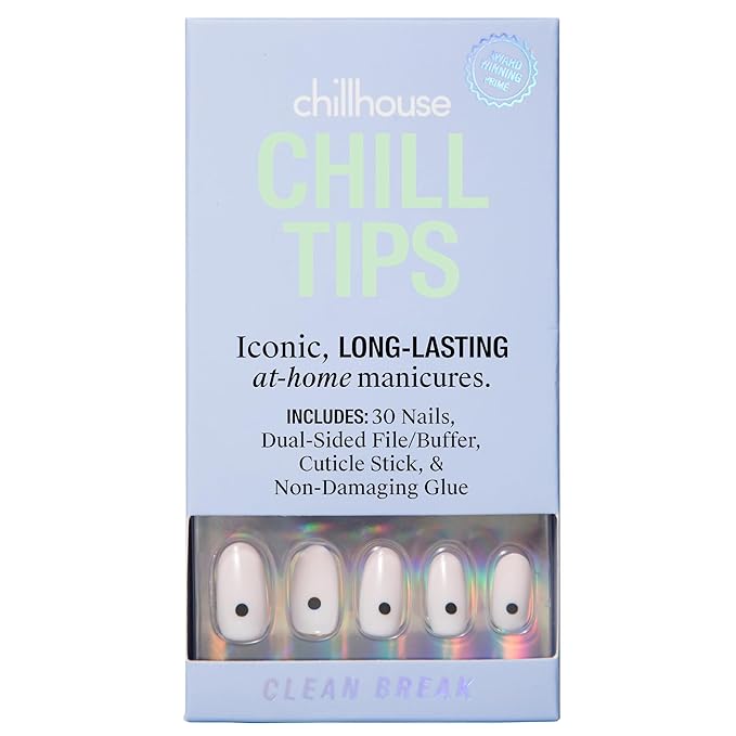 Chillhouse - Chill Tips, Press on Nails Kit - Clean Break (Oval) - 24 Nail Shapes & Sizes - Up to 2 Weeks of Wear - Customizable Fit - Reusable - Latina Founded & Women Owned - Beauty & Self Care