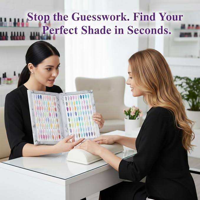 160 Nail Color Display Book with 240 Nail Tips & 1-200 Number Labels, Professional Color Swatches Book Gel Polish Colors Card Board for Nails Salons, DIY at Home