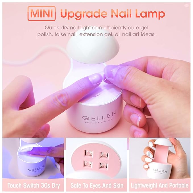 Gellen Gel Nail Kit Stiletto Nail Extension Kit 240pcs Long Almond 12 Sizes Acrylic Nail Tips Kit with Everything Nail Glue Gel U V Nail Lamp for Women Salon Nail Art