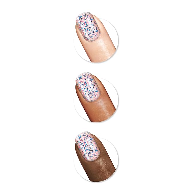 Sally Hansen Miracle Gel Salon Quality Nail Polish | Gel-Like Formula, Two-Step System, No UV Light Needed, Long Lasting | Glittery | 865 No To Conformity |White with Purple & Blue Glitter