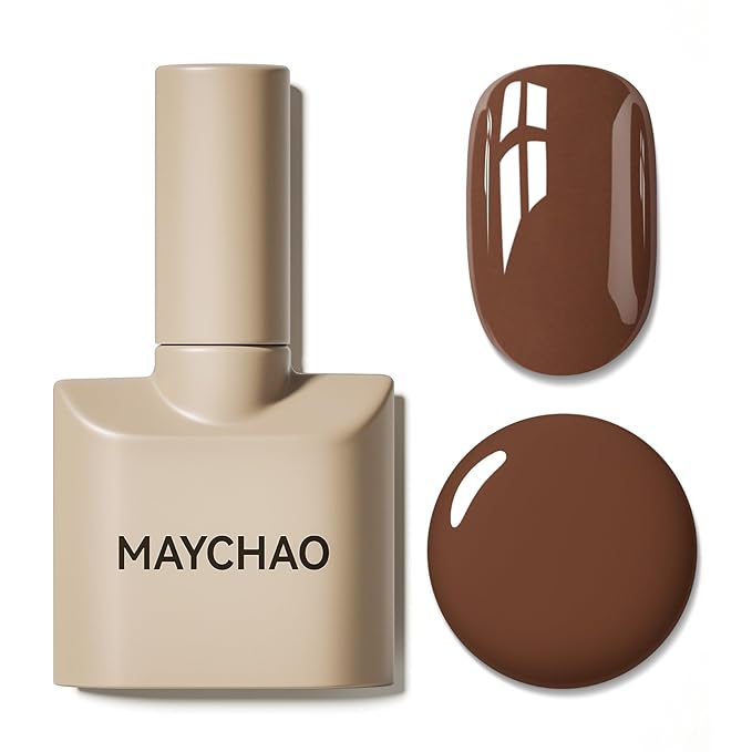 MAYCHAO 15ML Brown Gel Nail Polish 1Pc Chocolate Coffee Brown Gel Polish Soak Off UV LED Nail Polish Nail Art Starter Manicure Salon DIY at Home, 0.5 OZ