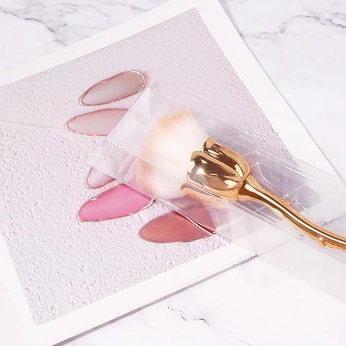 WOKOTO 2pcs Nail Art Dust Brushes For Acrylic Nails Powder Remover Rose Gold And Black Rose Soft Make Up Brushes Dust Cleaner Brush For Nail Trimming Cleaning Tools Foundation Brushes Set