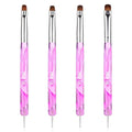 4 Pcs Acrylic French Gel Nail Art Brushes, Two Way Manicure Brush with Dotting Tool Double Ended Nails Gel Liner Brush for Manicure Cuticle Clean up Detailed Designs (10#, 12#, 14#, 16#)