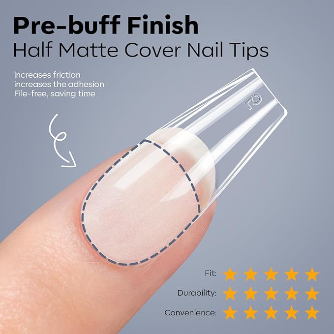 modelones X Nail Gel Kit Medium Coffin, Upgrade 510Pcs Fake Nails, 9-in-One Glue Prep Dehydrator & Portable Mini U V Light Acrylic Clipper, Coffin Tips Extension Kit for DIY Salon Home Gifts