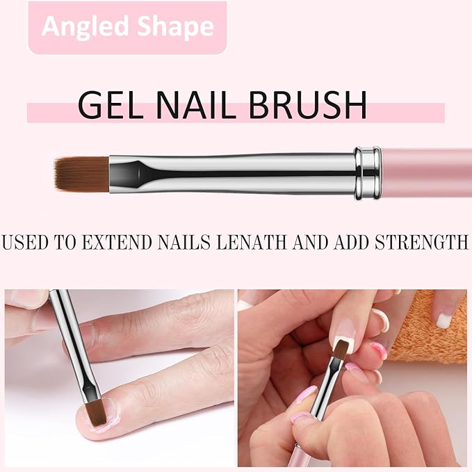 JASSINS Nail Clean Up Brushes,4PCS Gel Polish Nail Brushes Manicure Tools,For Nail Art Design Pen Painting DIY and Cleaning Nail Polish Mistakes on the Cuticles (PINK)