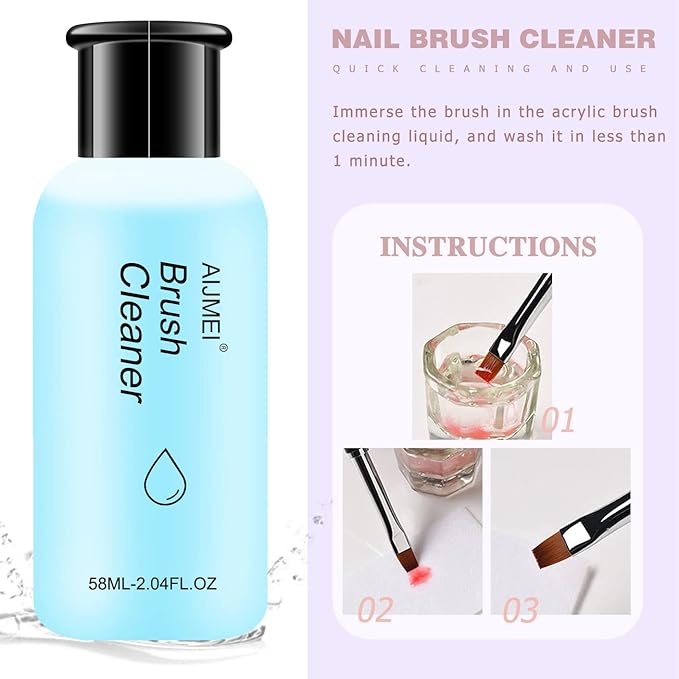 AIJIMEI Acrylic Powder Nail Kit with Professional Liquid Monomer and Acrylic Brush Cleaner,Acrylic Nail Tools Set Extension Nail System