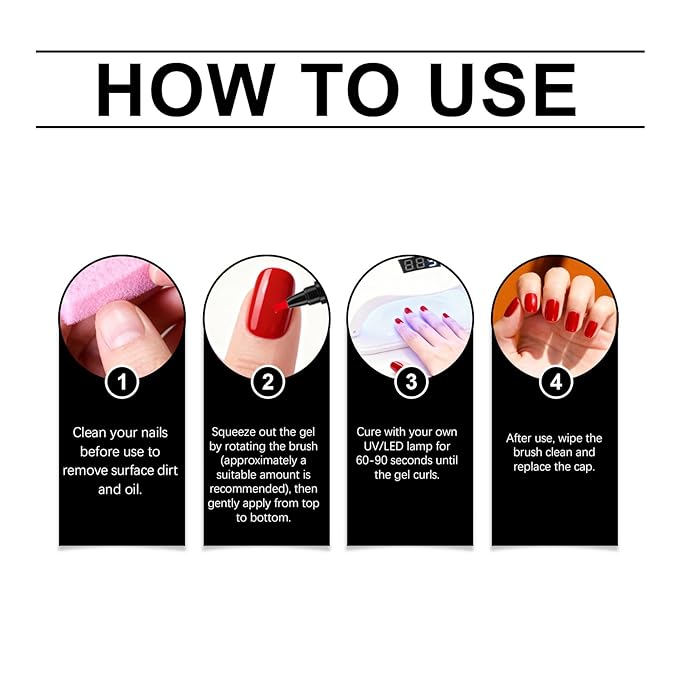 Nail Polish Pens Set 6 Pcs Gel Nail Polish Pens Set Long Lasting Portable Fingernail Toenail Gel Pen (03)