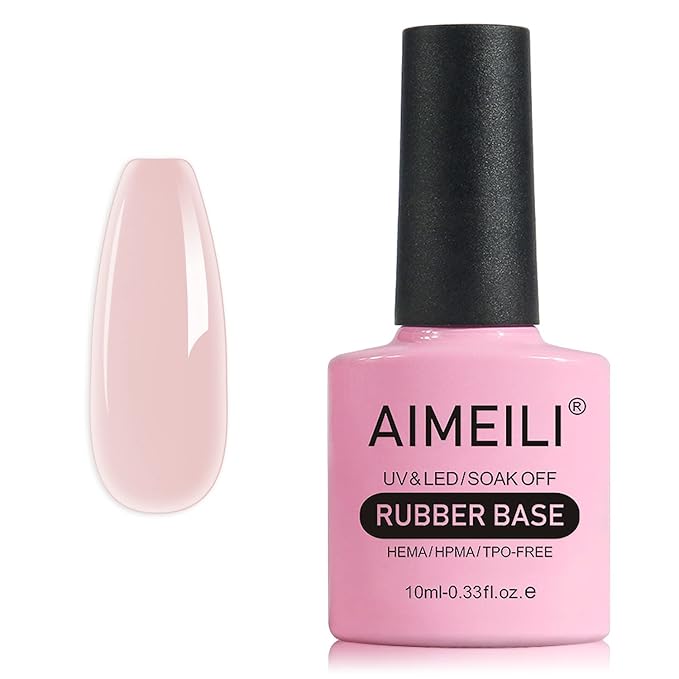 AIMEILI Hema Free Rubber Base Gel For Nails, Soak Off U V LED Clear Sheer Gel Nail Polish, 4 in 1 Nail Strengthen/Enhance/Base Coat/Color - (452) 10ml