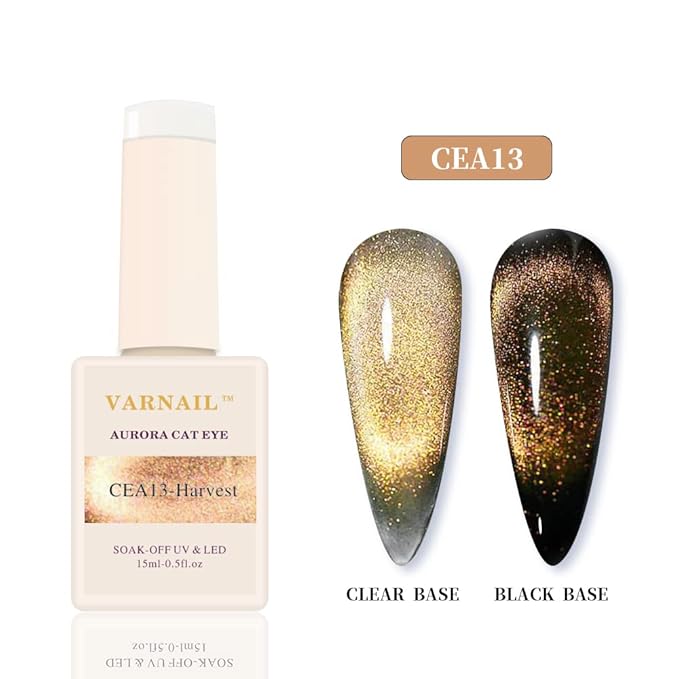 VARNAIL Aurora Cat Eye Gel Polish Set 6 Colors, 15ML Glitter 9D Cat Eye Gel Polish with Magnet, Salon Quality Magnetic Gel Nail Polish Kit (Aurora 01)