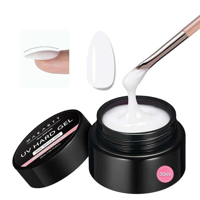 Makartt Gel Builder for Nails, Milky White Sculpture Gel Long-Lasting Hard Gels for Broken Nail Repair, Strengthening Extensions, Overlays, UV LED Lamp Cured, Nail Enhancement Home Salon DIY 1.06oz