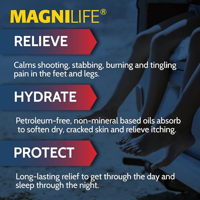 MagniLife Pain Relief Foot Spray, 3 oz, Pain Relief for Burning, Tingling or Sensitivity in Feet and Legs, No Alcohol Cooling Spray Moisturizes Dry, Cracked Heels
