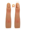 2 Pieces Silicone Practice Fingers for Acrylic Nails, Fake Training Hand Finger Model Flexible Bendable Mannequin Finger, Soft Realistic Joint Nail Practice Fingers with Makeup for Nail Art (Color 4)