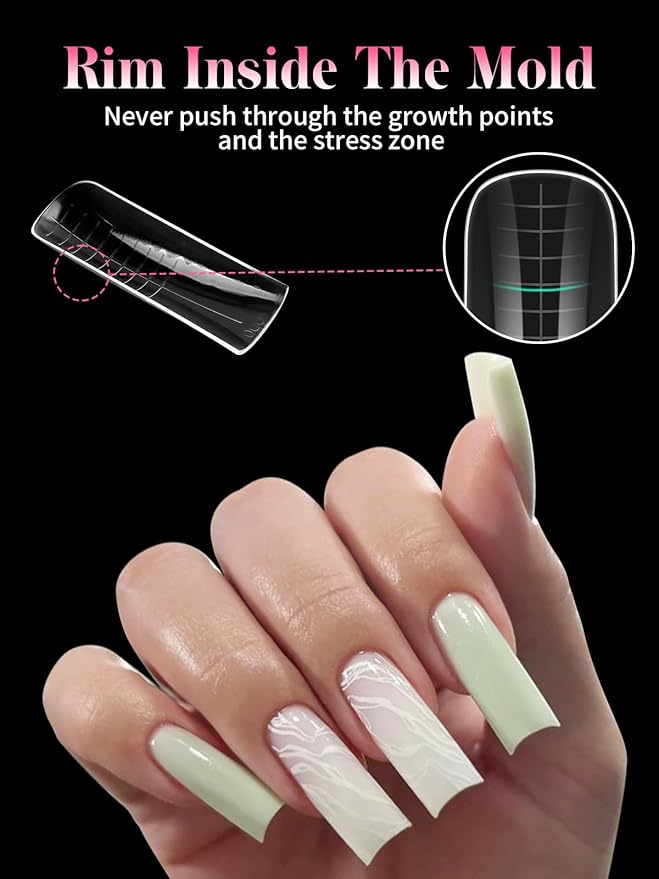 EBANKU Dual Nail Forms for Poly Extension Gel, 150 PCS Duck Nail Molds Reusable 15 Sizes Nail Extension Forms for Builder Gel Manicure Design Salon DIY