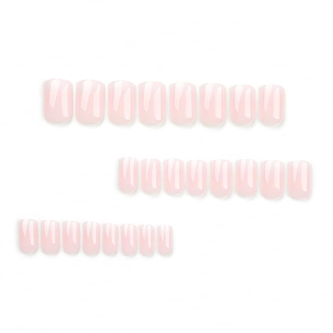 Ombre Press on Nails Medium Square Fake Nails Glossy False Nails Press ons with Gradient Design Reusable Artificial Nail Full Cover Glue on Nail Stick on Nails for Women Manicure 24Pcs