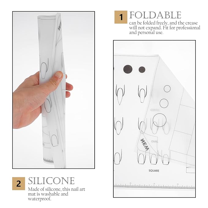 Uonlytech Acrylic Nail Training Mat Silicone Trainer Sheet for Application Practice As Shown