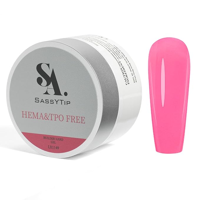 HEMA TPO Free Builder Hard Gel, 30g Salon Strength, 7 Shade Colors - Safe Allergy-Friendly Nail Gel for DIY at Home & Professional Nail Extensions, Sculpting, Apex Building (Tickled Pink)