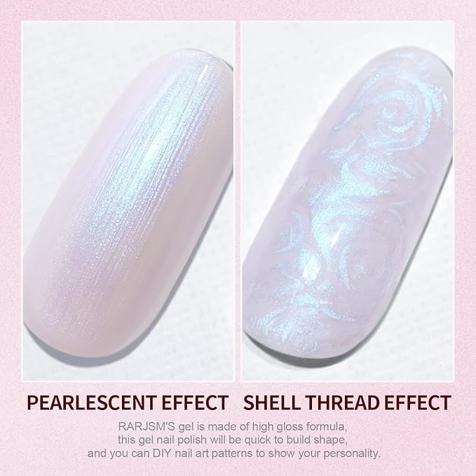 RARJSM Pearl Gel Nail Polish, Glitter Drawing GelPolish Shimmer Mermaid Nail Gel Soak Off for Salon Home DIY Manicure Use