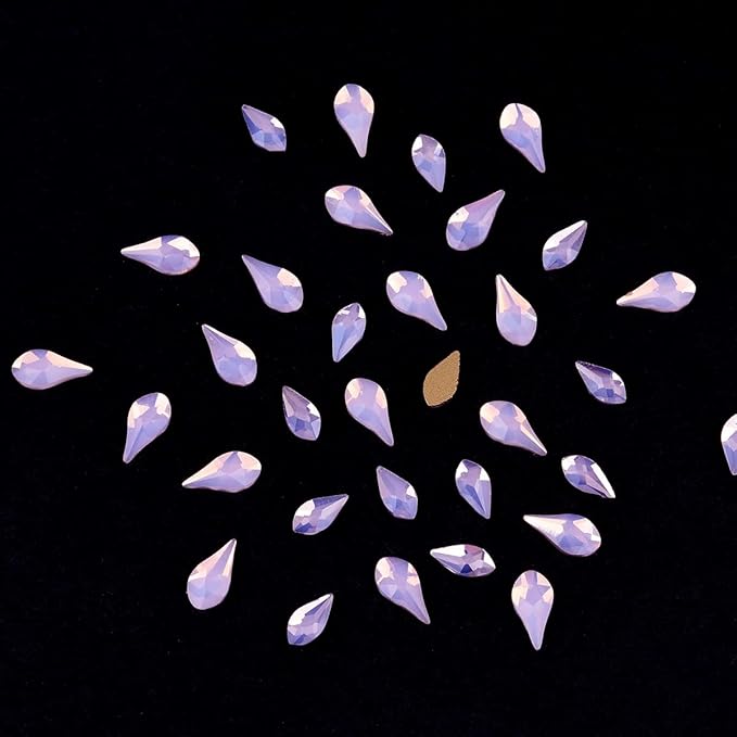 50pcs Flatback Pink Opal Nail Flame Shape Gem 480pcs Round Rhinestones Mix Size 3d Nail Art Supply