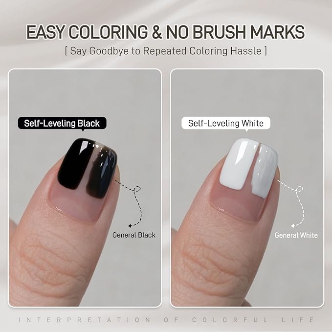 GAOY White Pink Black Gel Nail Polish of 6 Colors 16ml Self-Leveling Brown Beige Colors UV Light Cure Gel Polish Kit for Salon Manicure and Nail Art DIY at Home, Timeless Palette