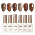 GAOY Brown Fall Gel Nail Polish Set, 6 Colors Chocolate Tan Glitter, UV Light Cure Gel Polish for Nail Art DIY at Home