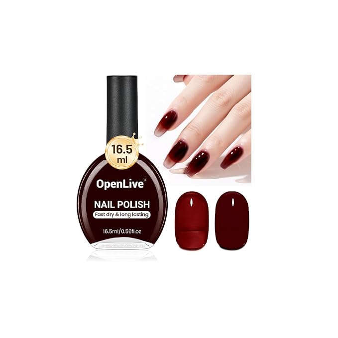 16.5ml Jelly Dark Red Nail Polish Large Volume Quick Dry Nail Polish, Long Lasting Shine, Fingernail Toenail Nail Art DIY Home Travel Nail Art Gift