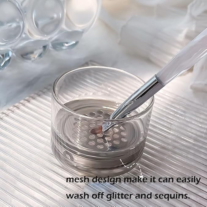 Nail Brushes Washing Cup Dappen Dish for Acrylic Nails Nail Brush Cleaner Layered Nail Art Brush Wash Cup with Lid