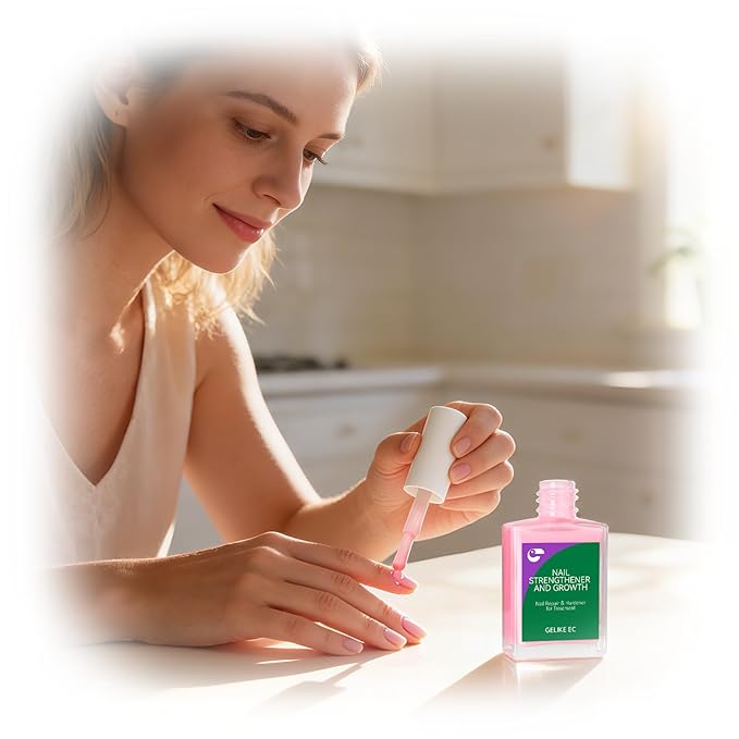 Nail Repair Protein for Thin Nails: Gelike EC 6 in 1 Natural Nail Strengthener Hardener Extra Strong and Growth - Long Lasting and Fast Dry Polish for Damaged Treatment(Pink 15ml)
