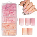 AILLSA RealFit Nude Pink Press On Nails Short Square - Pre-Shaped 4 in 1 False Nails Set, Long-Lasting Nail Extensions for Salon Home DIY Gifts 150 PCS