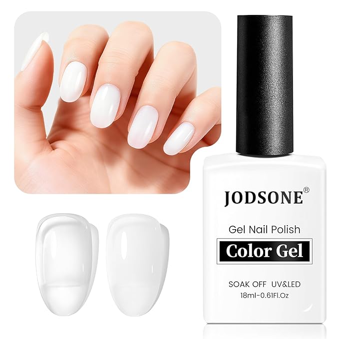 JODSONE 18ml Jelly White Gel Nail Polish Elegant White Large Capacity Crystal Gloss Nail Art DIY Home Nail Salon