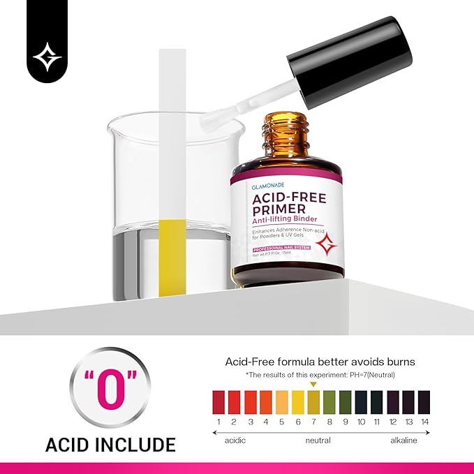 Acid Free Nail Primer: 15ml No Lift Bond Nails Prep Primer for Acrylic/Gel Polish Professional Nail Supplies Set