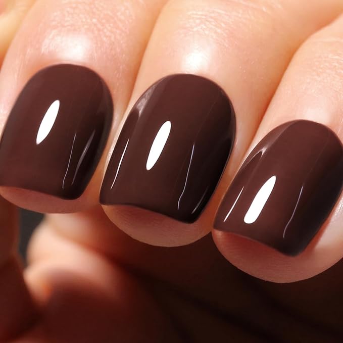 Gel Polish, 0.5 Fl Oz Chocolate Brown Gel Nail Polish Autumn Winter Art Starter Manicure Salon DIY at Home Soak off LED UV