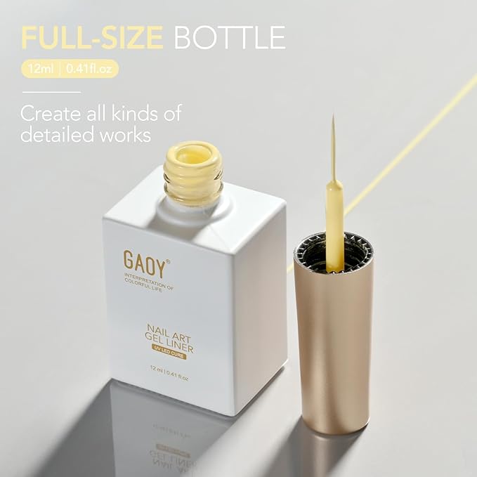 GAOY Yellow Swirl Gel Nail Polish Art Liner, 12ml Pastel Butter Yellow Color Nail Paint Design with Thin Brush, UV Light Cure for DIY French Manicure at Home
