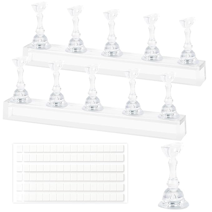 Nail Stand Nail Holder for Painting Nails 2 Sets Press on Nails Stand Display with 96 Pcs Reusable Adhesive Putty Clay Magnetic Acrylic Nailss Art Tools Accessories for DIY Salon Supplies Transparent