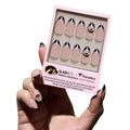Glamnetic x Fanatics Press On Nails - Iowa Hawkeyes | Short Almond Fake Nails, Collegiate Hawkeyes Black French Tips, College Nails, Salon-Quality | 15 Sizes - 30 Nail Kit with Glue