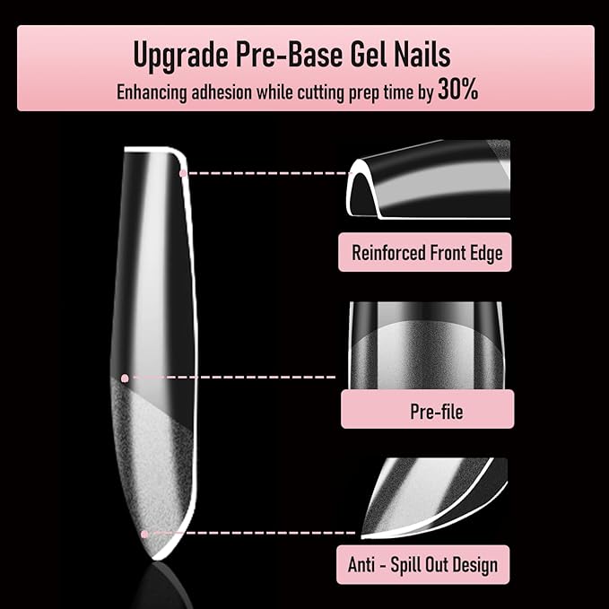 Square Nail Tips Medium Thicken Soft Gel Nails Pre-etched Clear Full Cover Press on Acrylic Fake Nail Extension for Manicure Salon Home DIY 360Pcs 15 Sizes Black Box Collection