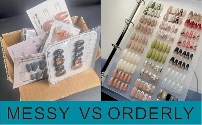 Nail Storage Organizer: A5 Nail Display Book Fake Nail Holder Press on Nail Case Art Nail Organizer Nail Storage Box, Nail Swatch Book Fake Nail Storage Package
