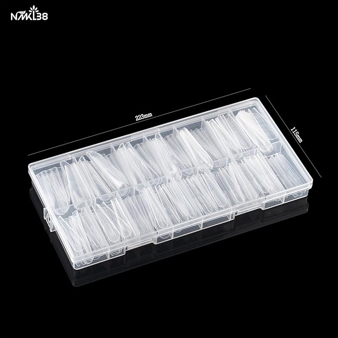NMKL38 Diy 150PCS Clear Dual Nail Forms Full Cover Nail Mold Tips Arched Almond Acrylic Nail Extension Tools for Poly Gel Nail Art Salon