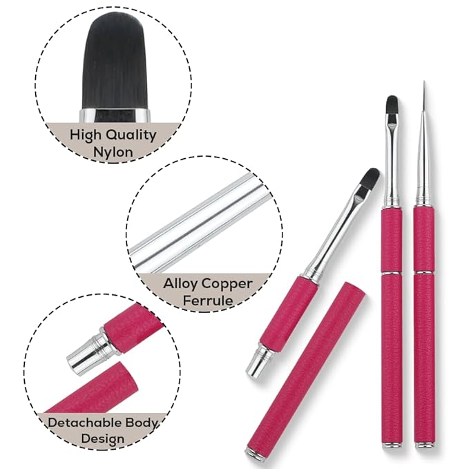 Nail Art Brushes Set Nail Art Design Pen Painting Tools with Nail Extension Gel Brush,Nail Polish Brush, Builder Nail Gel Brush, Nail Art Liner Brush for Salon Gift for Girls Women (Red)