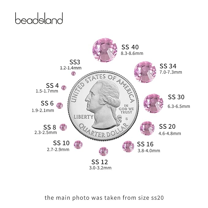 Beadsland Flat Back Crystal Rhinestones Round Gems for Nail Art and Craft Glue Fix, Light Pink, 2.7-2.9mm, SS10/1440pcs