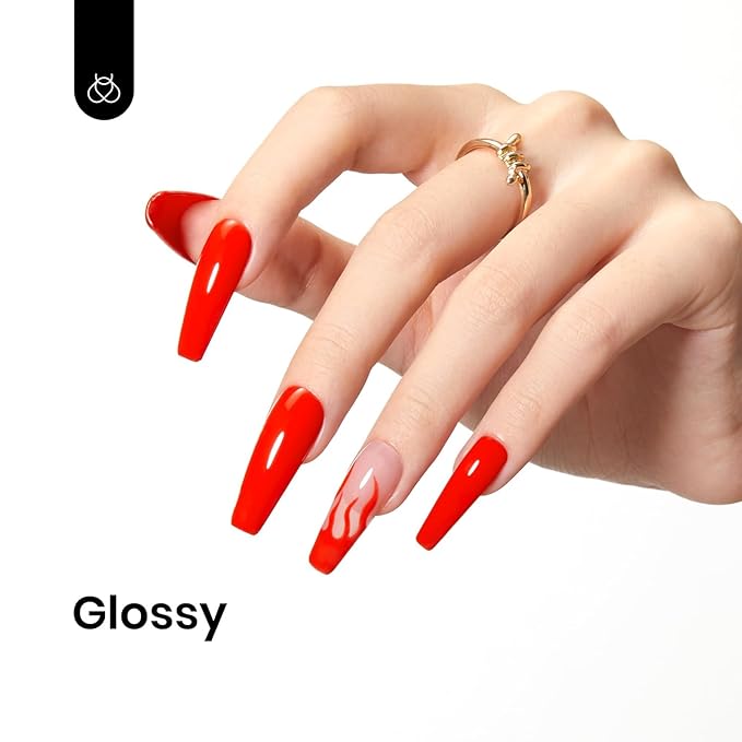 Beetles Red Gel Nail Polish - 15ml Orange Red Gel Nail Polish Soak Off LED UV Manicure Art Design Salon at Home DIY Gift for Women